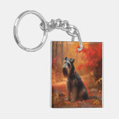 Schnauzer im Herbst Leaves Fall Inspiriert Schlüsselanhänger (Vorderseite links)
