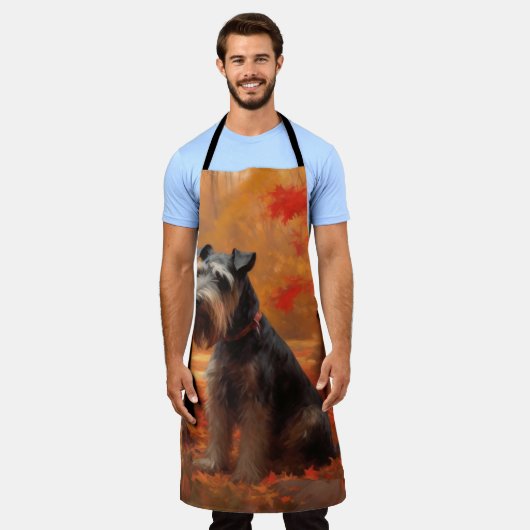 Schnauzer im Herbst Leaves Fall Inspiriert Schürze (Getragen)