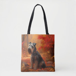 Schnauzer im Herbstlaubfall inspiriert Tasche