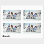 Schnauzer im Winter Rechteckiger Aufkleber (Blatt)