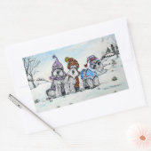 Schnauzer im Winter Rechteckiger Aufkleber (Umschlag)