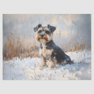 Schnauzer im Winter-Schneedecker Seidenpapier