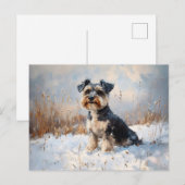 Schnauzer im Winterschnee Postkarte (Vorne/Hinten)