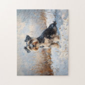 Schnauzer im Winterschnee Puzzle (Vertikal)
