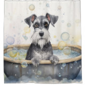 Schnauzer in der Badewanne Wasserfarben Hunde Kuns Duschvorhang (Vorderseite)