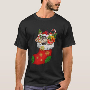 Schnauzer in Sock Weihnachts-Weihnachtsmannmütze X T-Shirt