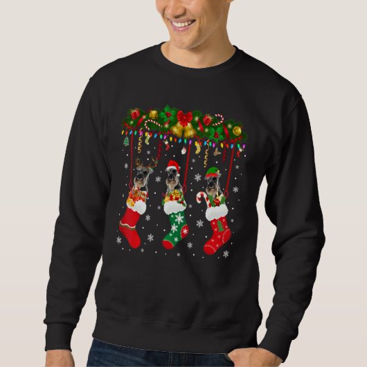 Schnauzer in Sock Xmas Rentier Santa Elf Hund Sweatshirt (Vorderseite)