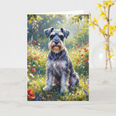 Schnauzer in Wildflower Meadow Karte (Gelbe Blume)