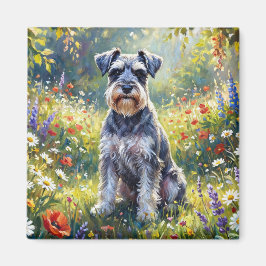 Schnauzer in Wildflower Meadow Magnet