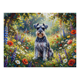 Schnauzer in Wildflower Meadow Poster