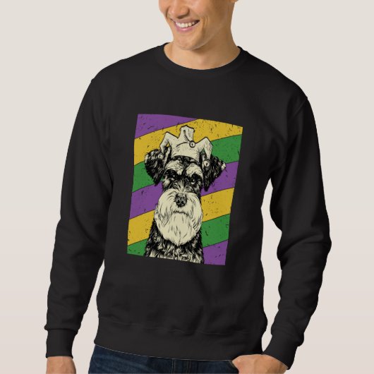 Schnauzer Jester Mardi Gras Dog Mom or Dad Sweatshirt (Vorderseite)