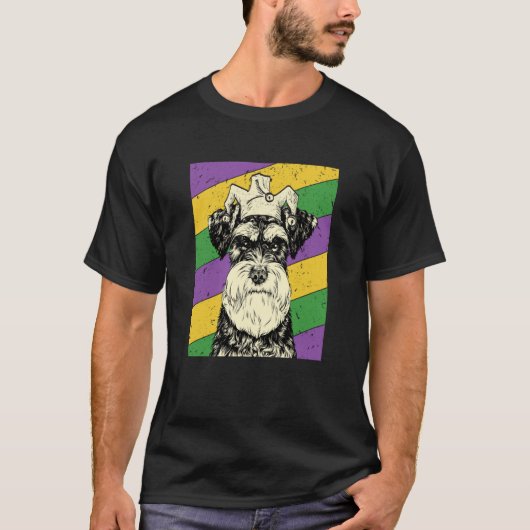 Schnauzer Jester Mardi Gras Dog Mom or Dad T-Shirt (Vorderseite)