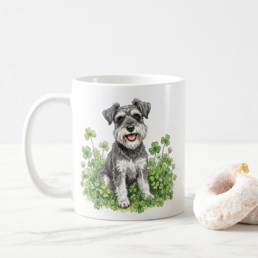 Schnauzer-Kaffeetasse mit Shamrocks Kaffeetasse (Mit Donut)