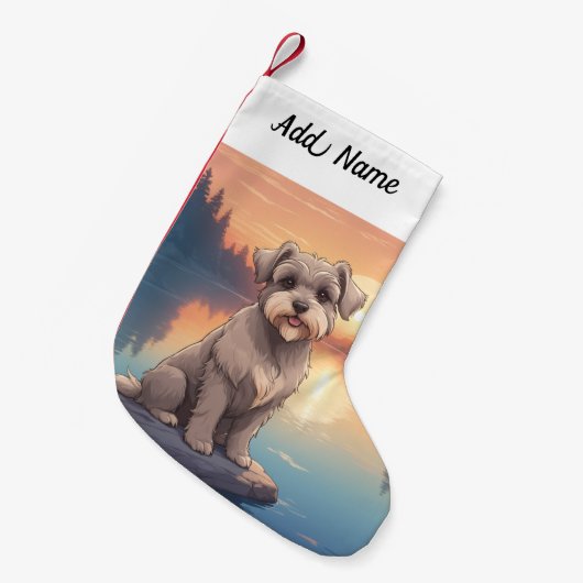 Schnauzer  kleiner weihnachtsstrumpf (Vorderansicht (hängend))