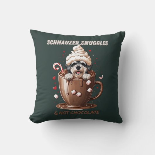 Schnauzer Kuscheln & Heiße Schokolade Kissen (Vorderseite)