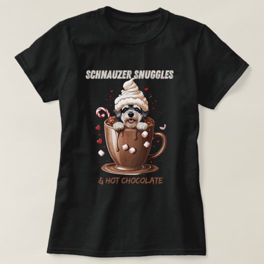 Schnauzer Kuscheltiere & Heiße Schokolade T-Shirt (Design vorne)