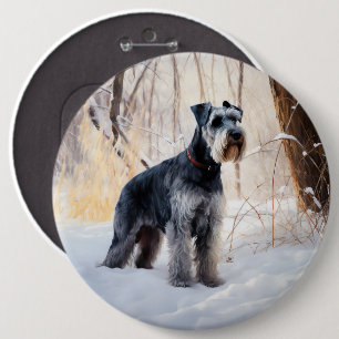 Schnauzer Lass es schneien Weihnachten Button
