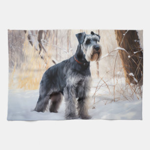 Schnauzer Lass es schneien Weihnachten Geschirrtuch