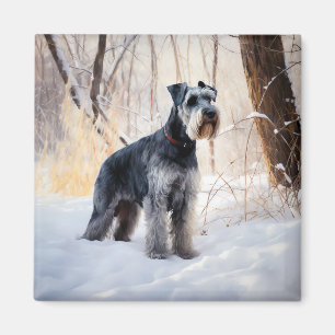 Schnauzer Lass es schneien Weihnachten Magnet