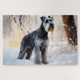Schnauzer Lass es schneien Weihnachten Puzzle