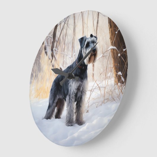 Schnauzer Let It Schnee Weihnachten Große Wanduhr (Winkel)