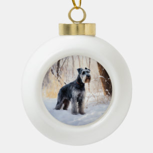 Schnauzer Let It Schnee Weihnachten Keramik Kugel-Ornament