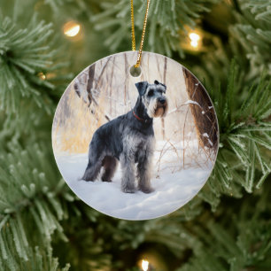 Schnauzer Let It Schnee Weihnachten Keramik Ornament