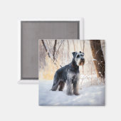 Schnauzer Let It Schnee Weihnachten Magnet (Vorderseite/Rückseite)