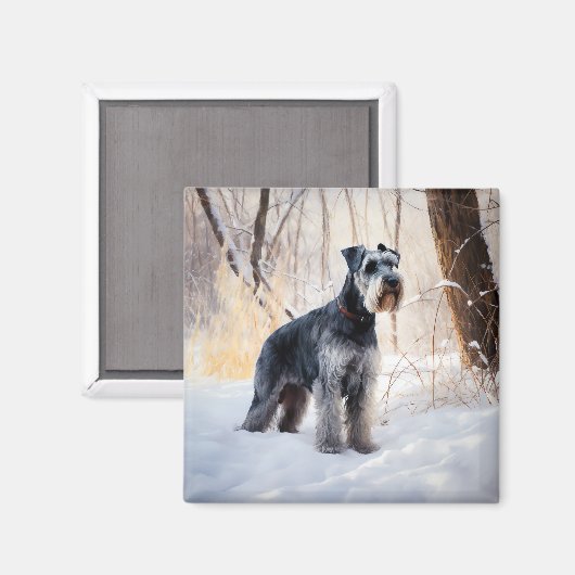 Schnauzer Let It Schnee Weihnachten Magnet (Vorderseite/Rückseite)