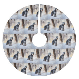 Schnauzer Let It Schnee Weihnachten Polyester Weihnachtsbaumdecke