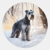 Schnauzer Let It Schnee Weihnachten Runder Aufkleber (Vorderseite)