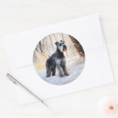 Schnauzer Let It Schnee Weihnachten Runder Aufkleber (Umschlag)