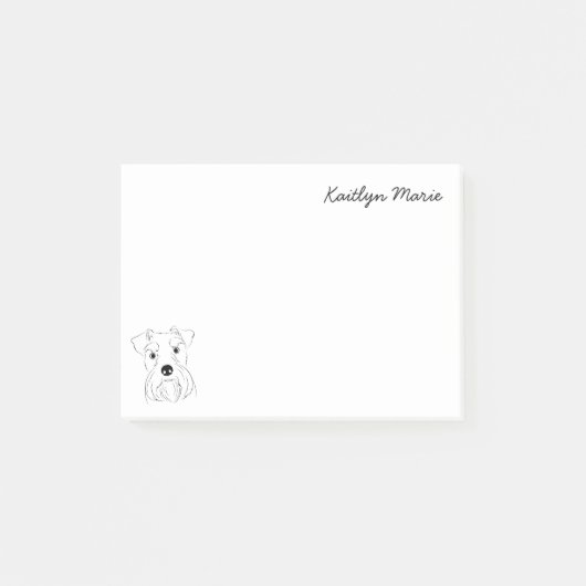 Schnauzer Lover Simple Black & White Personalisier Post-it Klebezettel (Vorderseite)