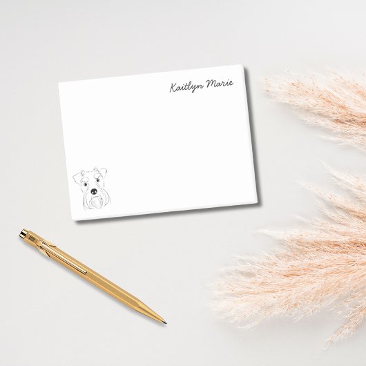 Schnauzer Lover Simple Black & White Personalisier Post-it Klebezettel