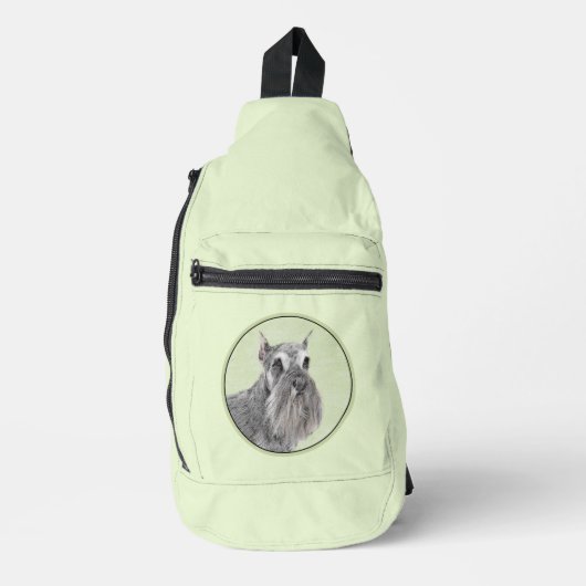 Schnauzer Malerei Riesenkulptur Hundkunst Crossbody Bag (Vorderseite)