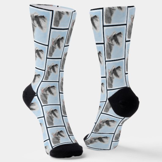 Schnauzer Malerei Riesenkulptur Hundkunst Socken (Gewinkelt)