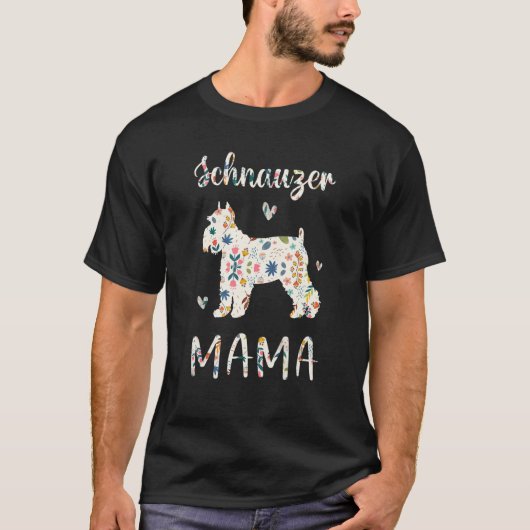 Schnauzer Mama Floral Hund Mama Liebe 1 T-Shirt (Vorderseite)