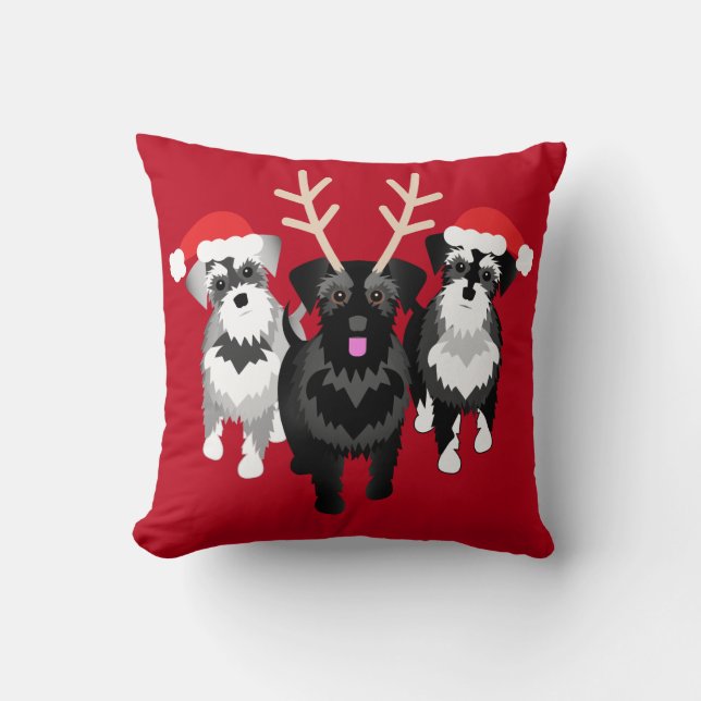 Schnauzer Mama oder Schnauzer Vater Weihnachten Kissen (Vorderseite)