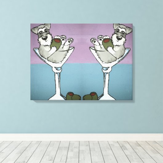 Schnauzer Martini Doppelte Leinwand Kunst (Insitu (Holzboden))