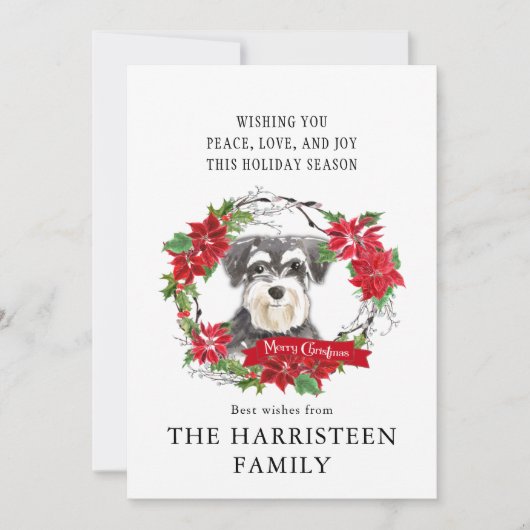 Schnauzer Mini Watercolor Poinsettia Weihnachten (Vorderseite)