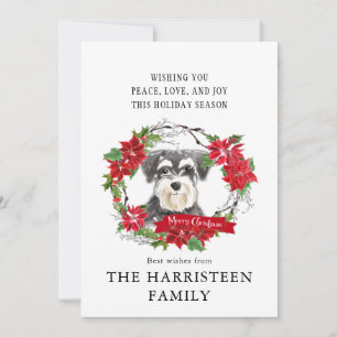 Schnauzer Mini Watercolor Poinsettia Weihnachten