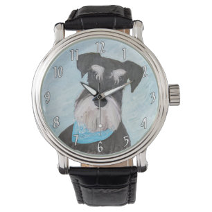 Schnauzer (Miniatur) Malerei - Niedlicher Original Armbanduhr