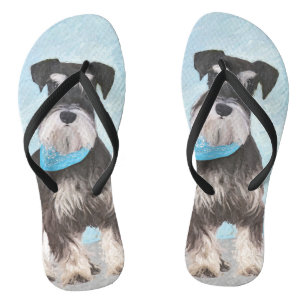 Schnauzer (Miniatur) Malerei - Niedlicher Original Badesandalen