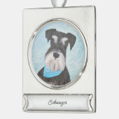 Schnauzer (Miniatur) Malerei - Niedlicher Original Banner-Ornament Silber (Links)