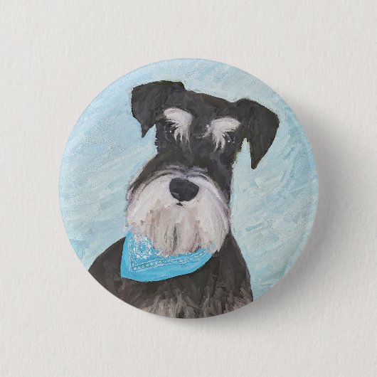 Schnauzer (Miniatur) Malerei - Niedlicher Original Button (Vorderseite)