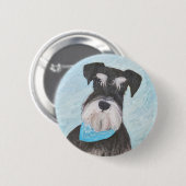 Schnauzer (Miniatur) Malerei - Niedlicher Original Button (Vorne & Hinten)