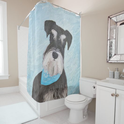 Schnauzer (Miniatur) Malerei - Niedlicher Original Duschvorhang (Beispiel)