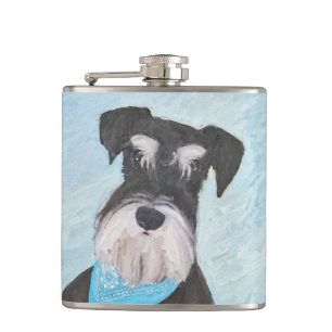Schnauzer (Miniatur) Malerei - Niedlicher Original Flachmann