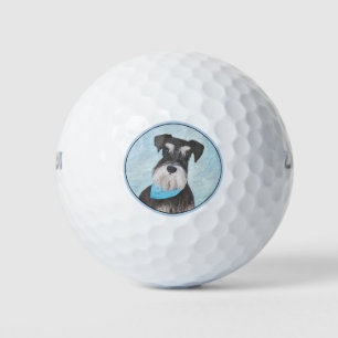 Schnauzer (Miniatur) Malerei - Niedlicher Original Golfball
