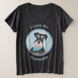 Schnauzer (Miniatur) Malerei - Niedlicher Original Große Größe T-Shirt